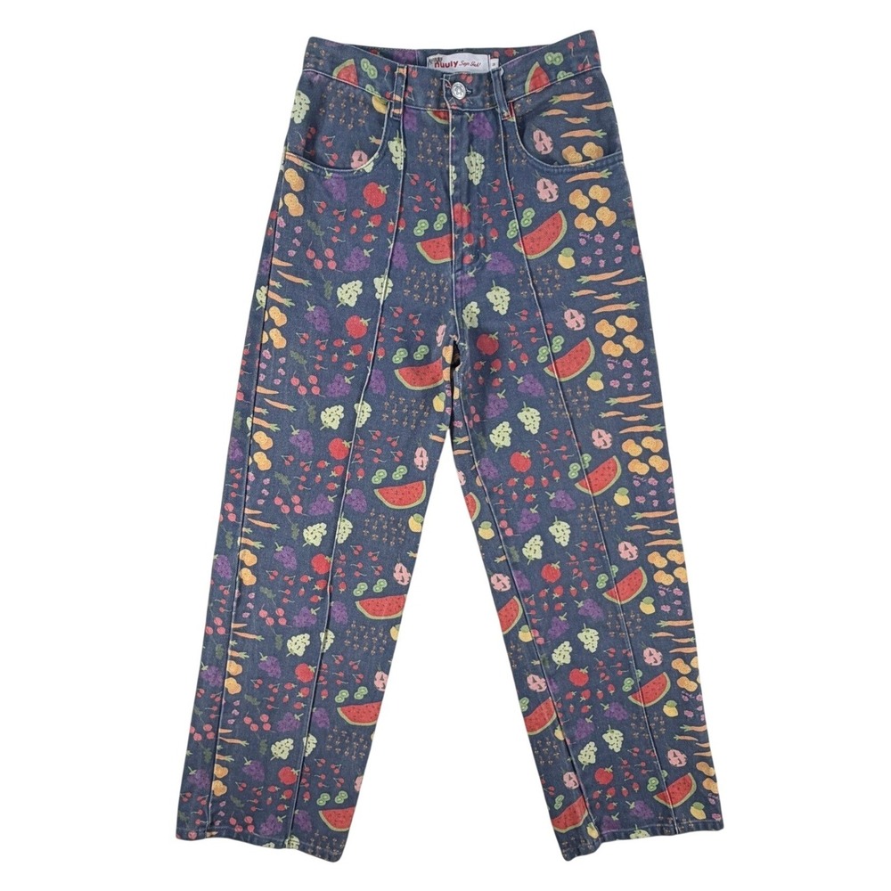 Lisa Says Gah x Nuuly Fruit Vegetable Print High Rise Straight Leg Jeans 24